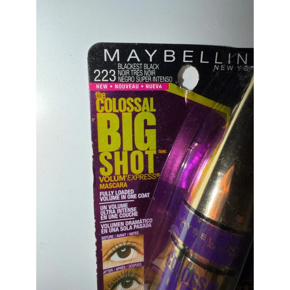 Maybelline The Colossal Big Shot Mascara 223 Blackest Black Washable New